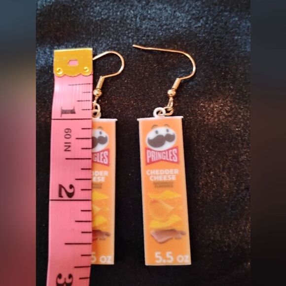 Women's orange color dangle earrings novelty statement jewelry food themed - Picture 4 of 4
